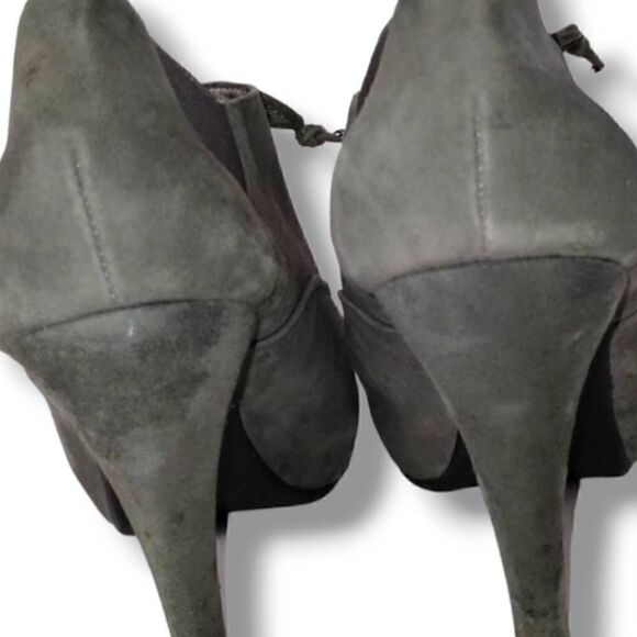 ME TOO Women's Gray Booties‎ Side Leather Laced Tie Stiletto Heels Size 8.5 - Picture 6 of 8